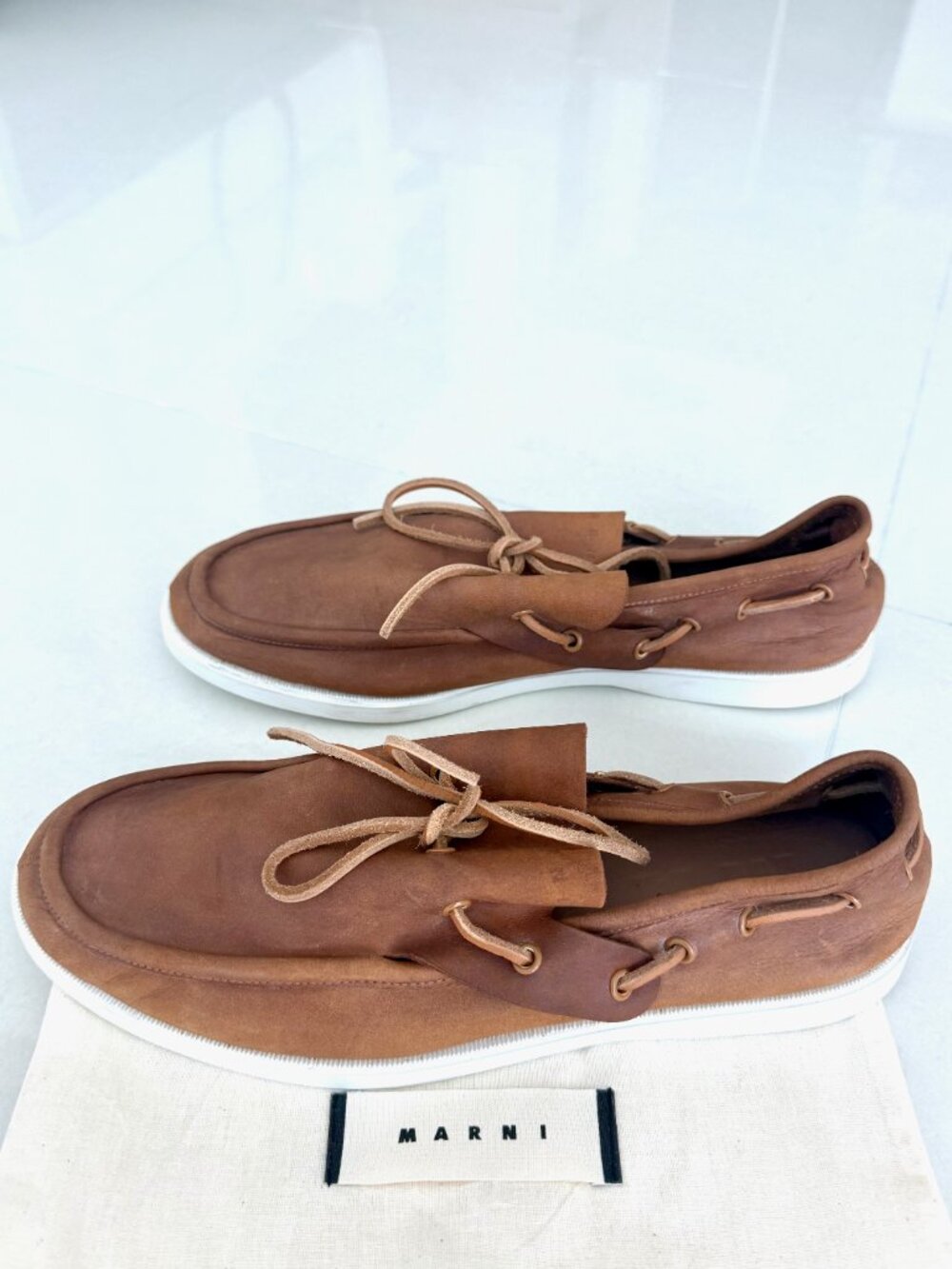 MARNI Tan Nubuck Boat Shoes IT 39 / US 9 - Picture 5 of 12